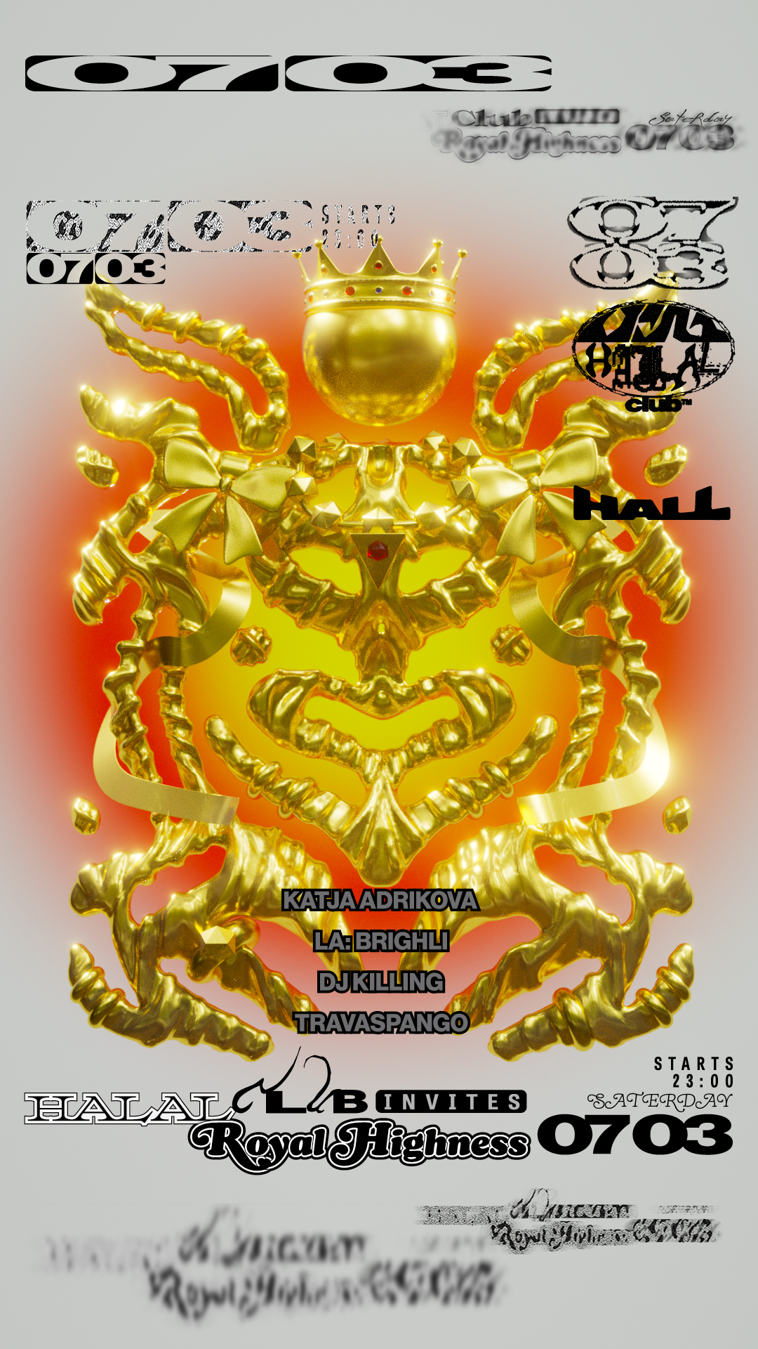Halal Club invites Royal Highness : DJ KILLING(DE) x Travaspango(DE) x LA:BRIGHLI x KATJA ADRIKOVA