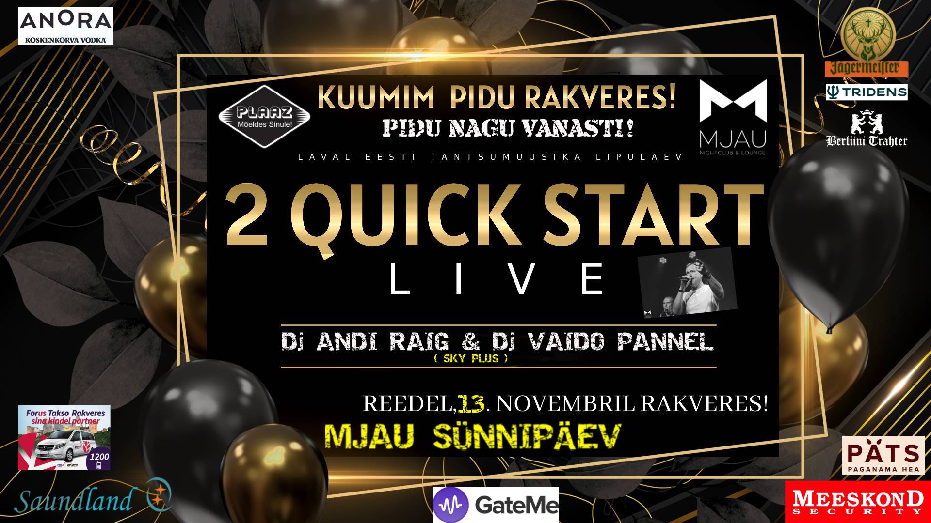 PIDU NAGU VANASTI- 2 QUICK START live / DJ-duo – Andi Raig & Vaido Pannel / MJAU SÜNNIPÄEV